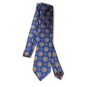 Vintage Santorelli Blue w/Gold Pattern Tie, made in Italy